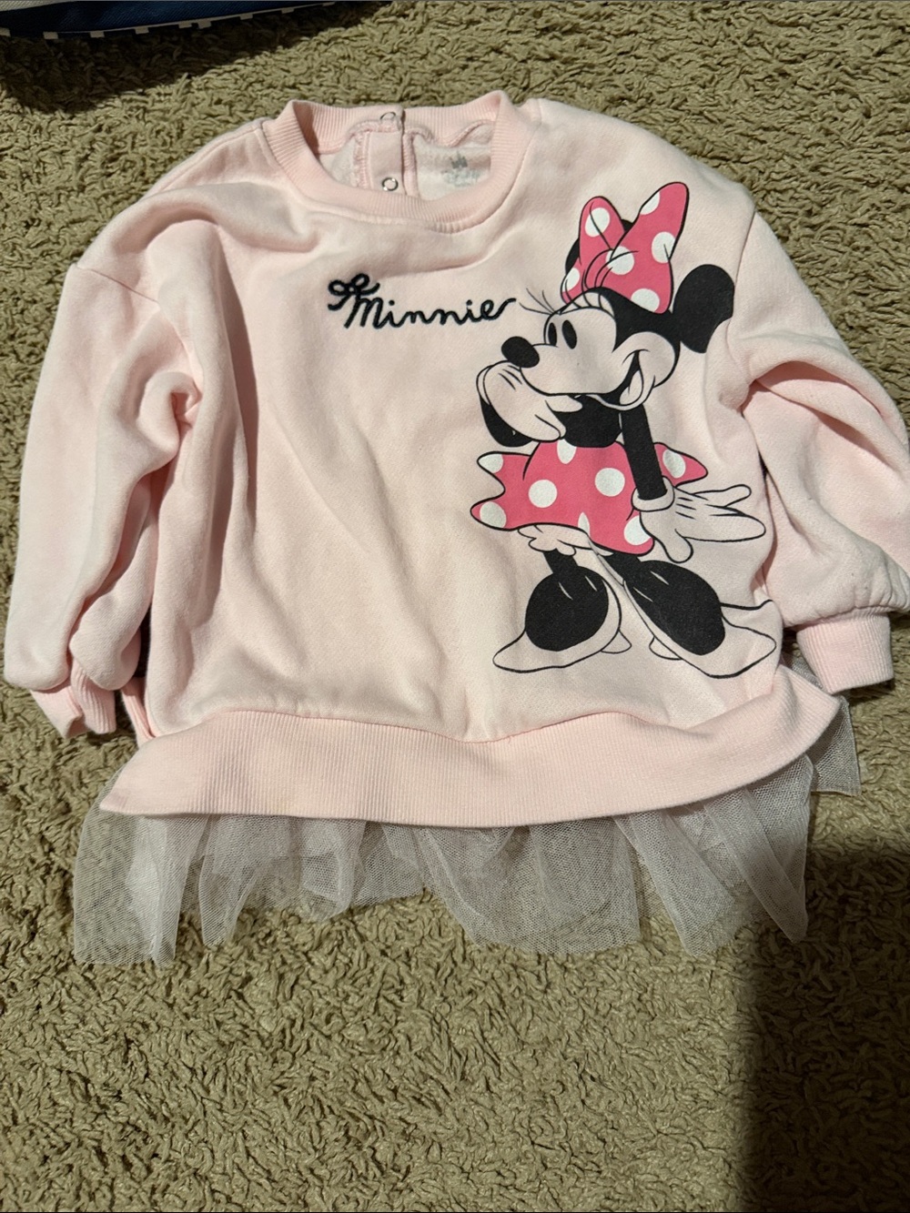 Disney Pink Minnie Mouse Tulle-Hem Sweatshirt